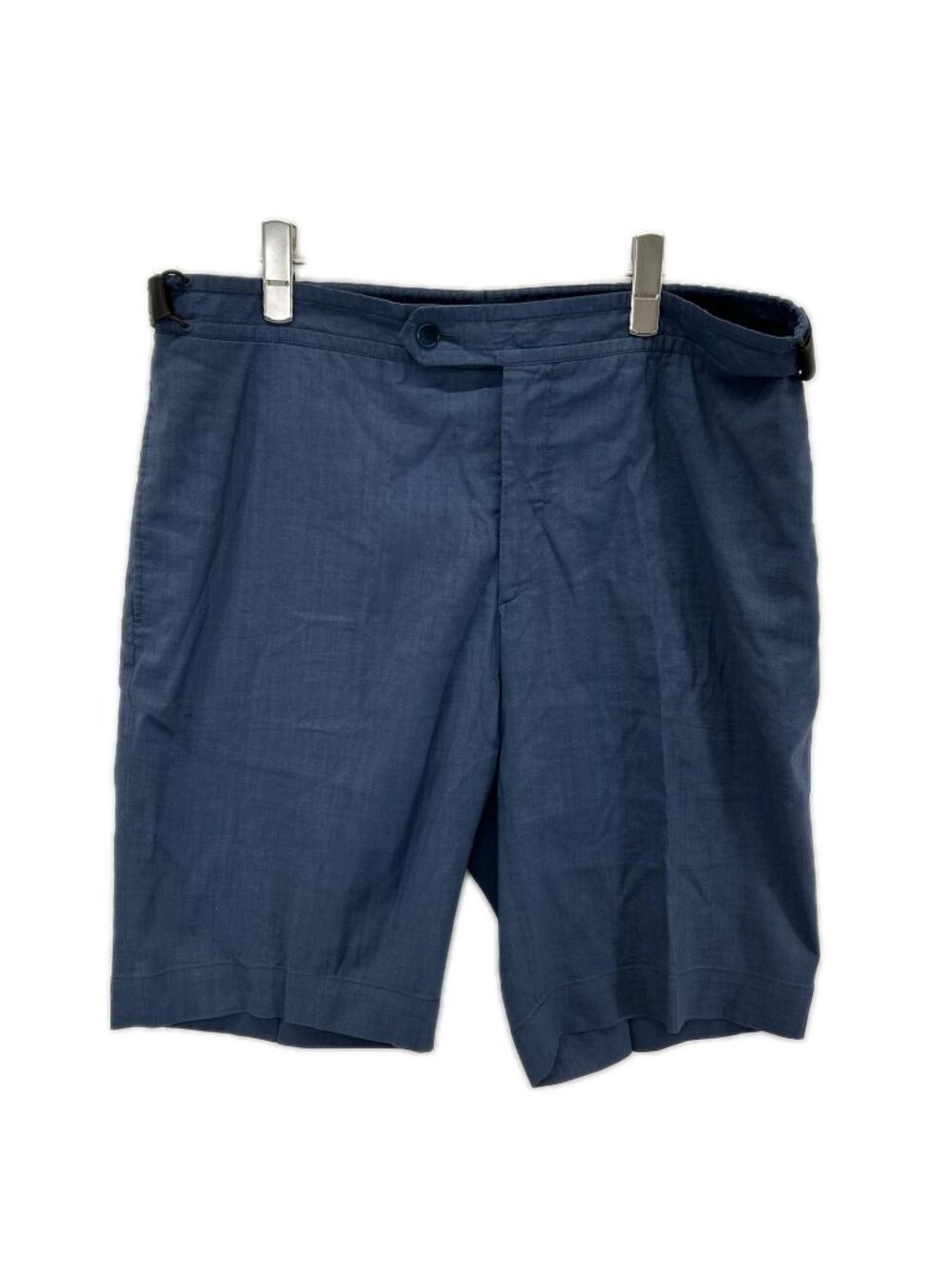 Hermes Blue Linen Mixed Leather Sellier Shorts 48